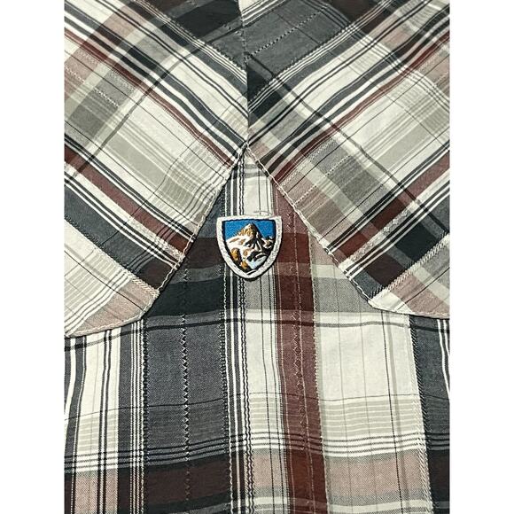 Kuhl Mens XL Gray Plaid Button Up Short Sleeve Shirt Outdoors Suncel - Picture 10 of 10
